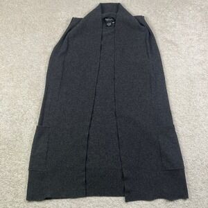 Lord & Taylor Cashmere Cardigan Womens S Sleeveless Open Front Pockets Vest Gray
